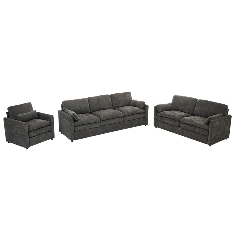 Ensemble 3 pièces de canapé rembourré Cozy, Gris