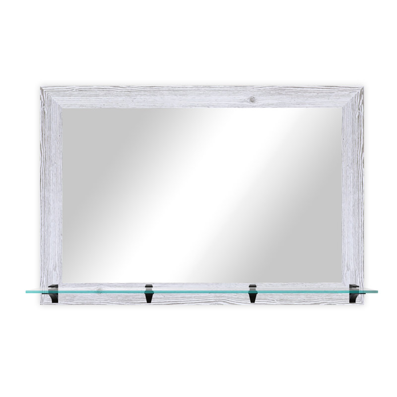 Miroir d'appoint Mowery, 27 po x 30,50 po, Blanc patiné / noir