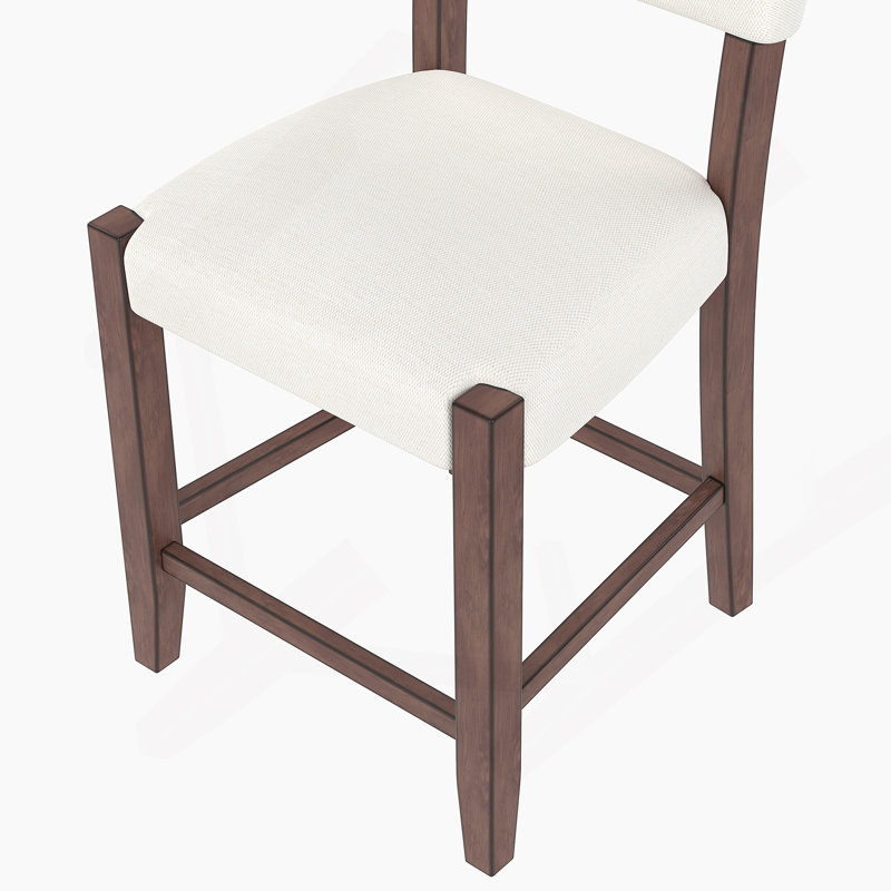 Ensemble de 2 tabourets de bar Mid-Century modernes de 40,4 pouces avec dossier, revêtus de lin, pour la cuisine et la salle à manger, beige