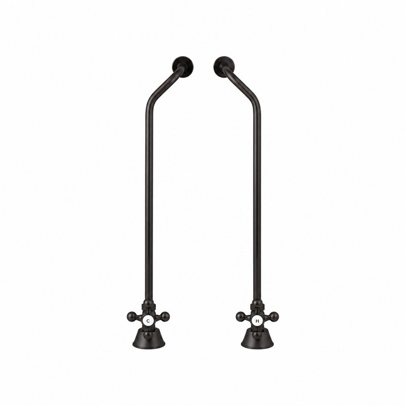 Tub Supply Set with Double Offset Tubing, Noir satiné