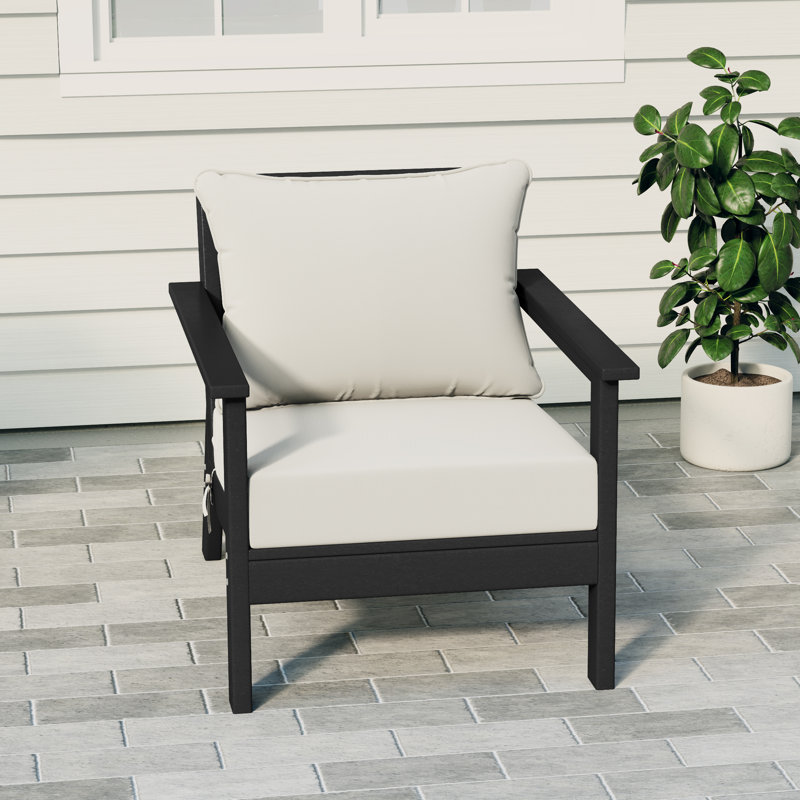 Chaise avec coussins Hydea, Noir, Blanc