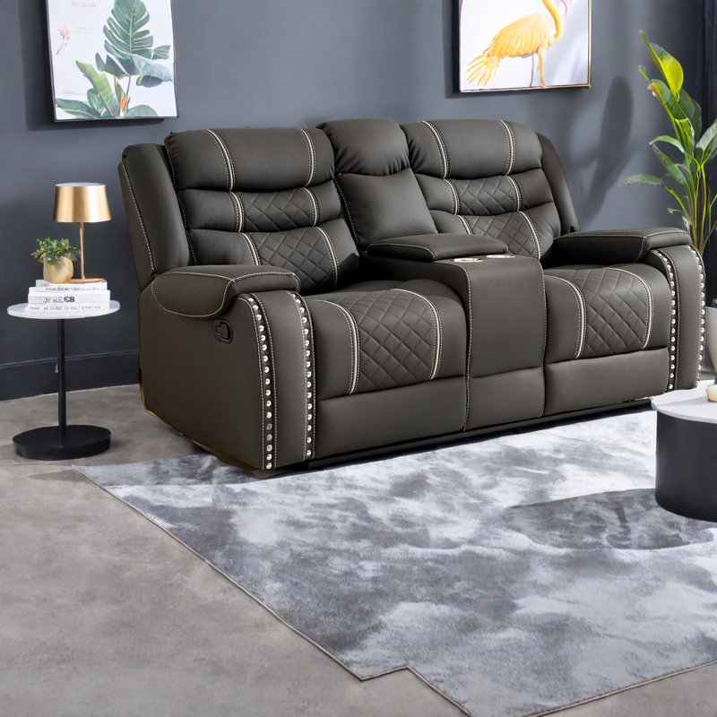 Confortables fauteuils inclinables en microfibre noire, style classique pour le salon