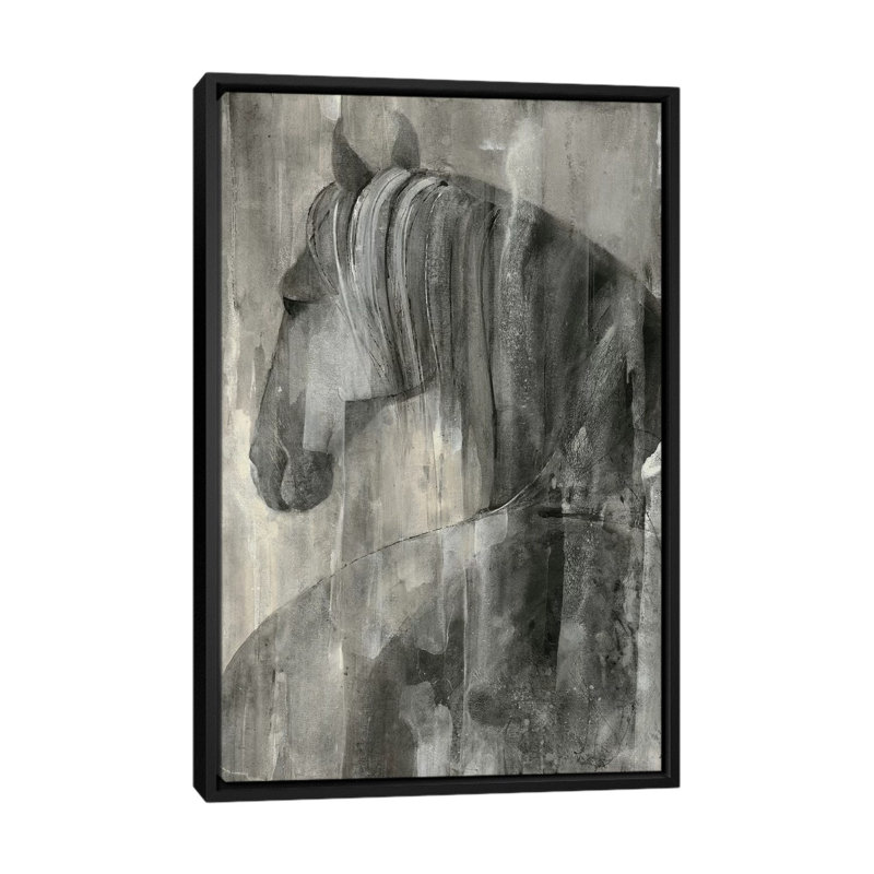 «Glance Greige», reproduction d'art sur toile, Toile avec cadre noir, Pas de tapis, H 48 po x l 32 po x P 1,5 po