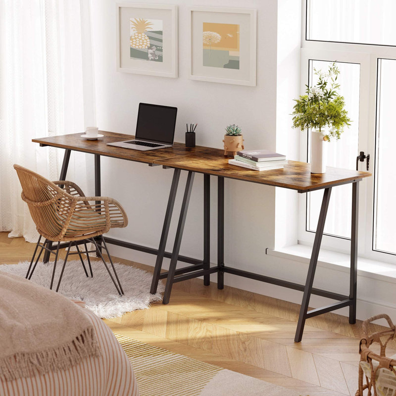 Mariners Metal Base Writing Desk, Rustic Brown