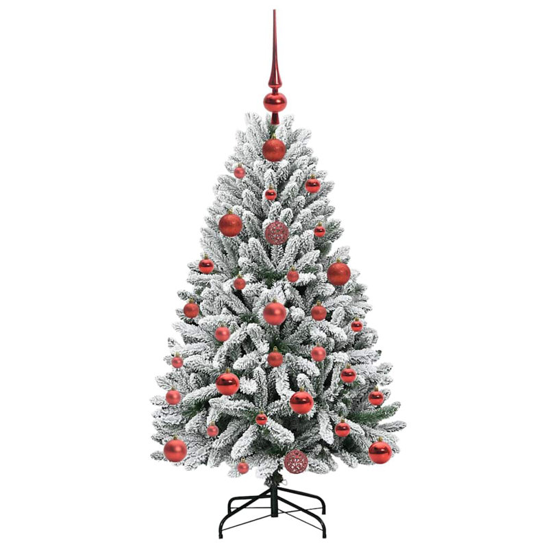 Artificial Christmas Tree Green and White PVC and Metal, 3.94 ft