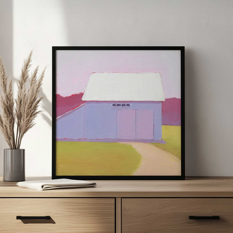 «Pastoral Barn» par Carol Young, reproduction d'art, H 36 po x l 36 po, Impression sur cadre ouvert sans papier mat, Blanc