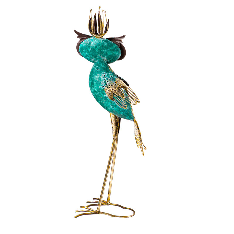 Statuette hibou en métal doré et bleu Lloydene