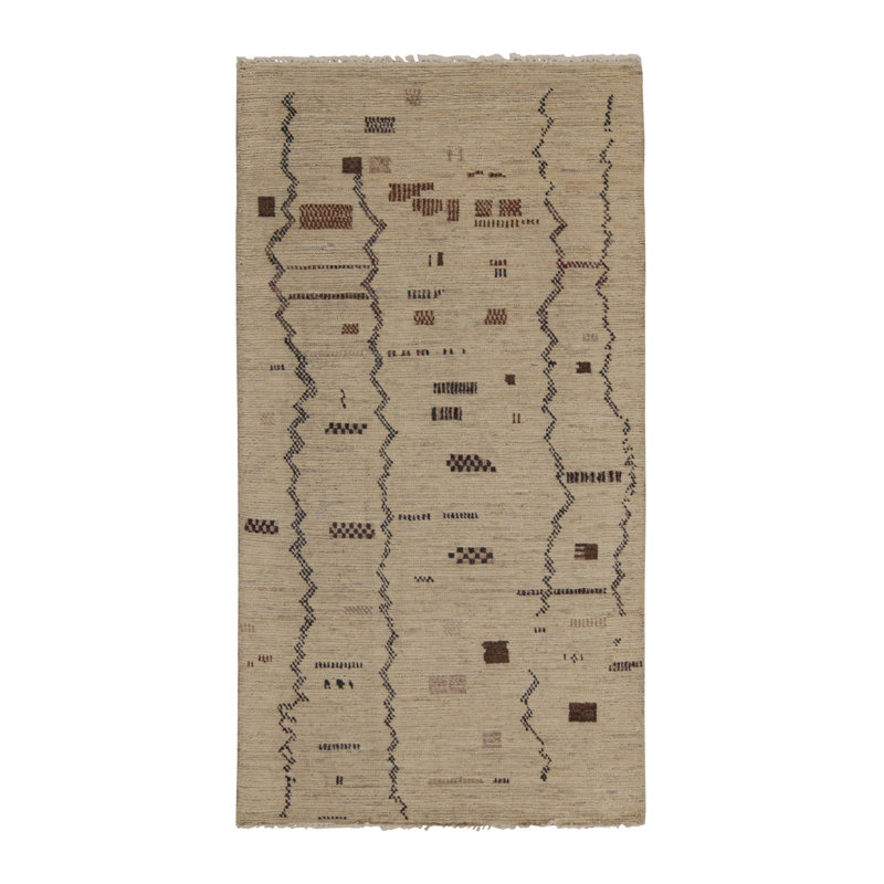Moroccan Hand Knotted Geometric Area Rug, Rectangle 10' x 14'