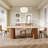 Dining Table With Unique Travertine Slab Top And Semi-Circular Stripe Base （1 item 2 packages）