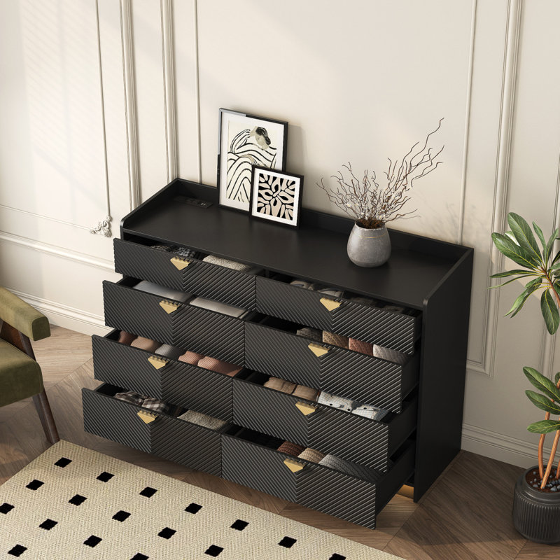 Commode double moderne, commode à DEL avec tiroirs