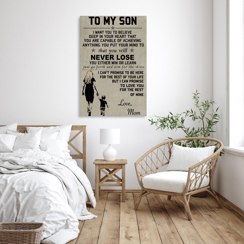 «Kyleerose To My Son Love Mom», impression sur toile, H 36 po x l 24 po x P 1,25 po