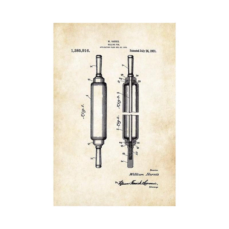 " Bakery Rolling Pin " by Patent77, 12" H x 8" W x 0.75" D