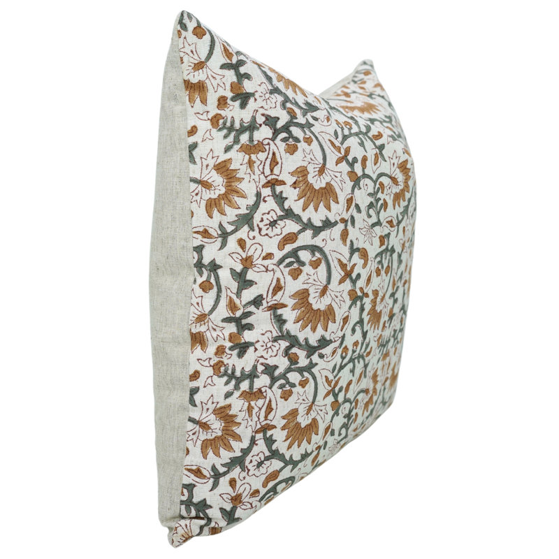 Housse de coussin en coton Floral, H 14 po x l 14 po, Carré