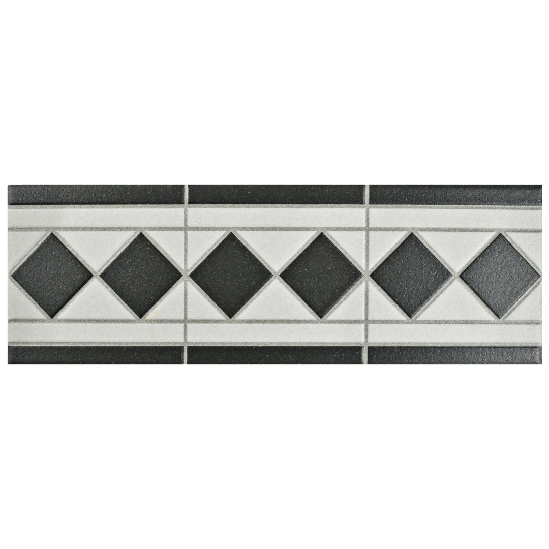 Vanity 13" x 4.25" Porcelain Listello Tile Trim in Black/White Merola Tile