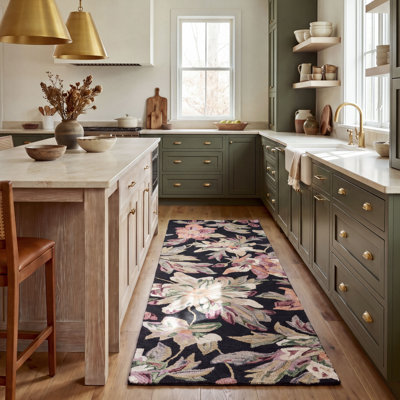 Tapis floral en laine / coton touffeté à la main Kamaar