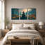 Magicien femme tenant un globe lumineux dans un ensemble d'Halloween de 3 toiles-1745877457
