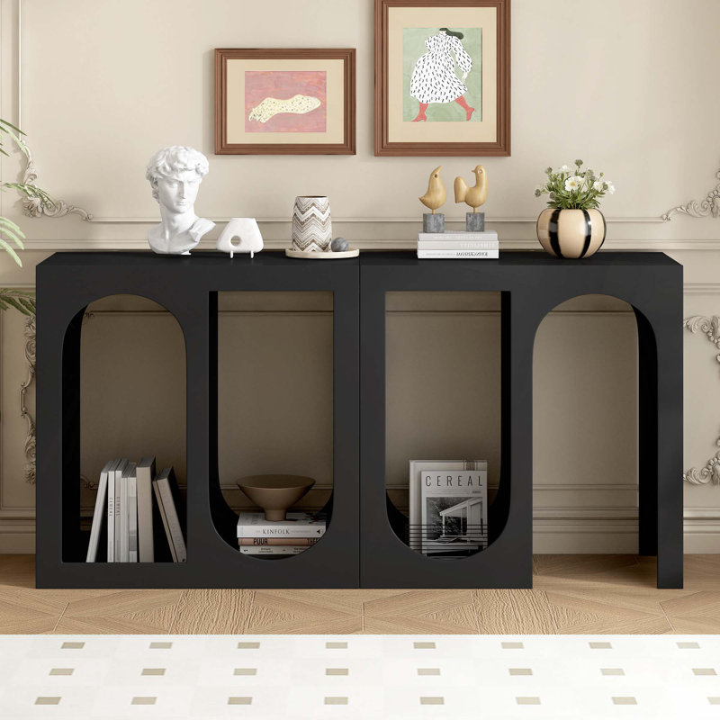 Console d'entrée modulaire avec extérieur rectangulaire et design intérieur incurvé pour des aménagements personnalisables, convenant à un bureau, une entrée et un salon