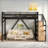 Metal Loft Bed with Storage Stairs, Built-in Wardrobe & Shelves, USB Ports, LED Lights, Noise-Reduced Design for Teens, Students, Dorm & Bedroom-64299108-64299109