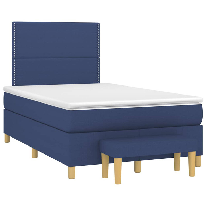 Lit à sommier avec matelas bleu, blanc, Blue/Gold