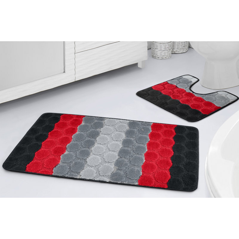 Kenery Hex Stripe Bath Set, Red