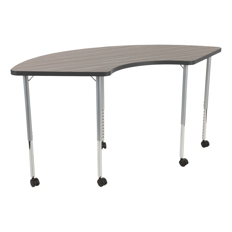 Structure Series 1/3 Round 65" x 30" Adjustable Height Mobile Collaborative Activity Table with Casters, Strandz cosmique