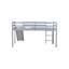 Lit simple mezzanine bas avec glissade, échelle, barrières de sécurité, lit mezzanine simple en bois d'hévéa, gris