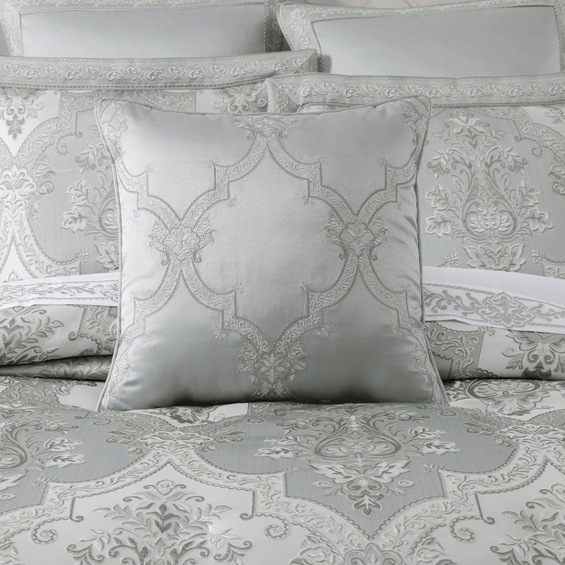 SONDRA 20" SQUARE EMBELLISHED DECORATIVE THROW PILLOW, Spa Blue