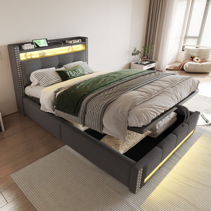 Upholstered Bed, Grey