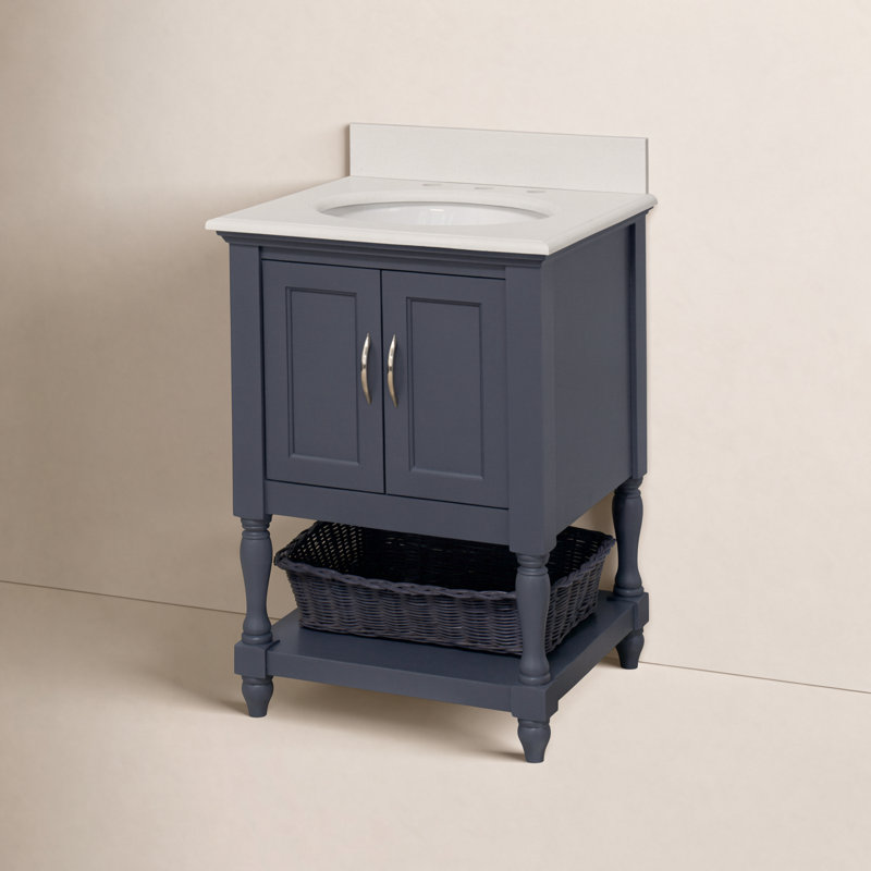 Ensemble de meuble-lavabo simple de l 24 po x P 22 po Hampton, Gris anthracite, Quartz