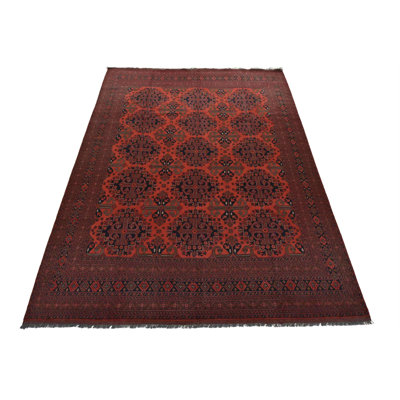 Turkmen Rug 9’11” x 12’11” Red Wool Tribal Hand-Knotted Oriental Carpet