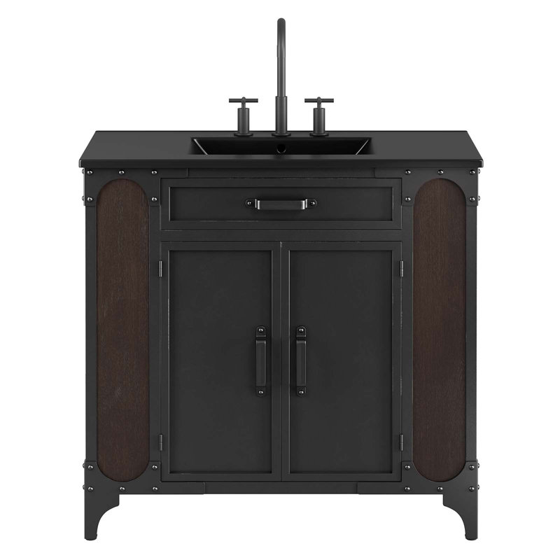 Modway Steamforge 36'' Single Bathroom Vanity with Top, Black