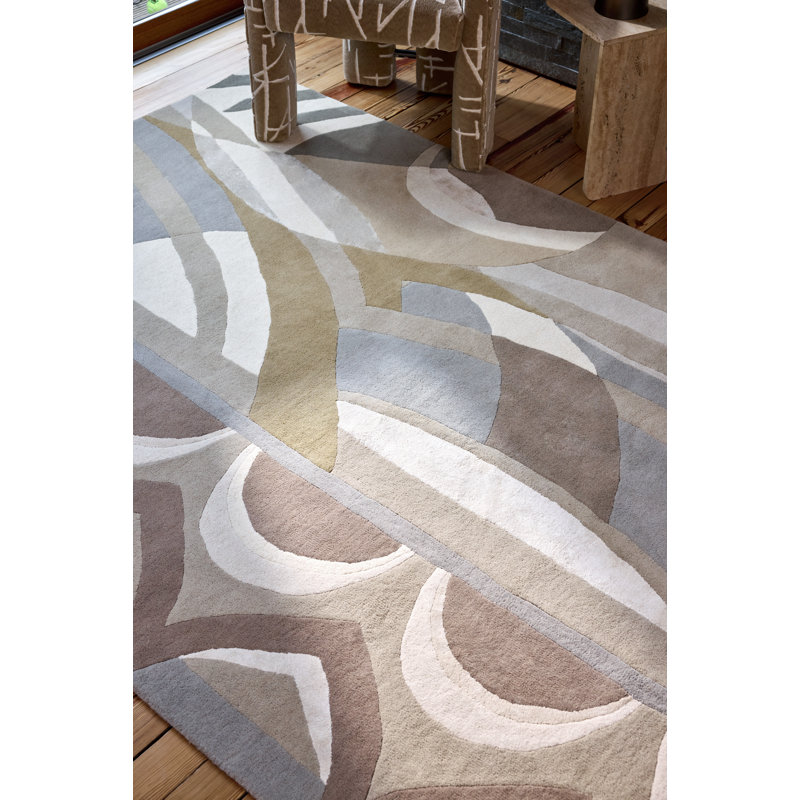 Atelier Handmade Wool Abstract Area Rug, Pebble, Rectangle 5'3 x 7'6