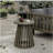 Outdoor Acacia Wood Patio Side Table, Round Coffee Table for Backyard, Lawn, Balcony,Grey Finish-2131688202