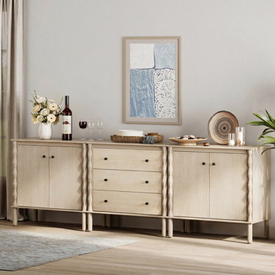 Buffet avec armoire à 3 tiroirs et porte, naturel