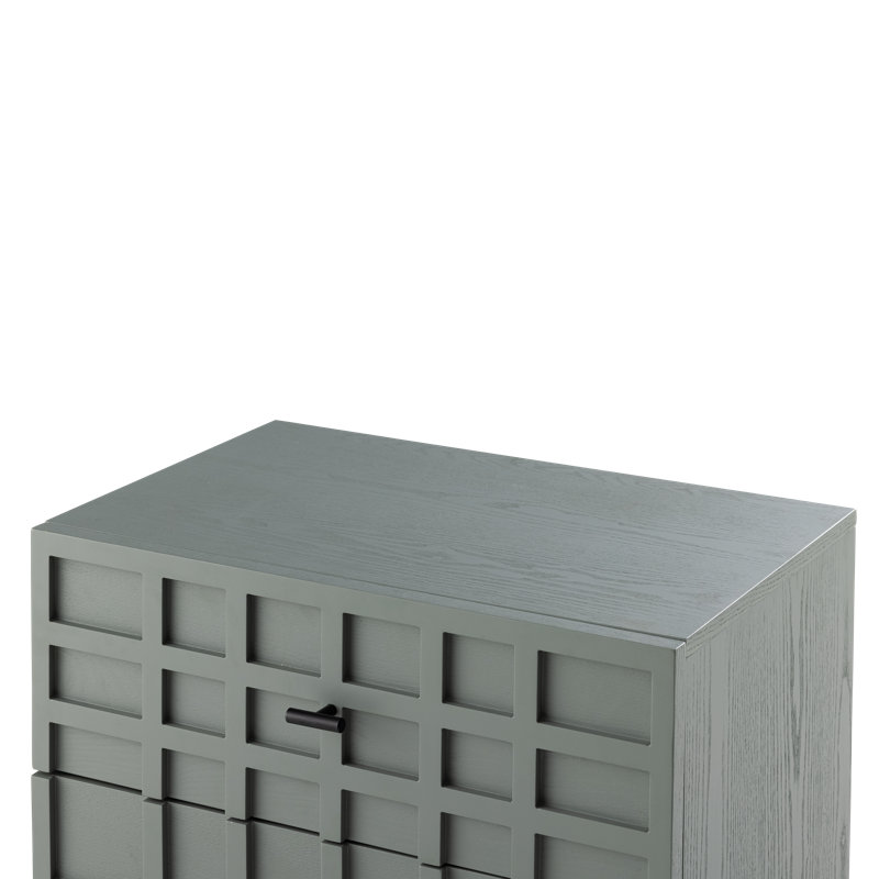 Domhnall Modern 2 Drawer Nightstand With Grid Carved Pine Front