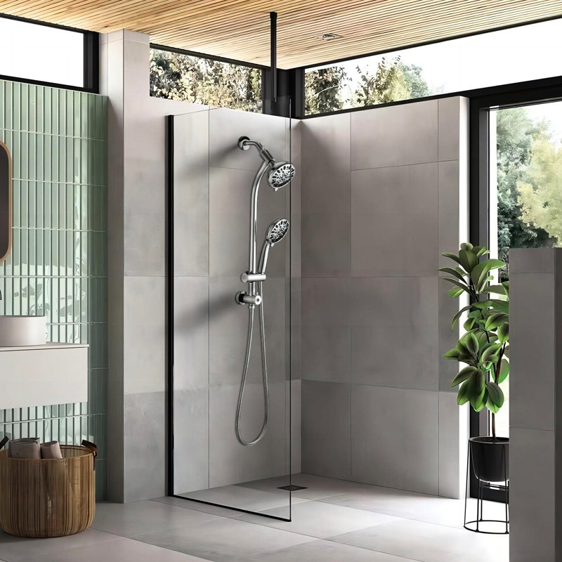 5 Inch Rain Shower & 7-Spray Handheld With 26" Slide, Easy Installation, Angle-Adjustable, Nozzles, Stable 1.8Gpm Flow, Manual Control Bathroom : Showerhead And Adjustable, Dual Flow 1.8Gpm, No Wall