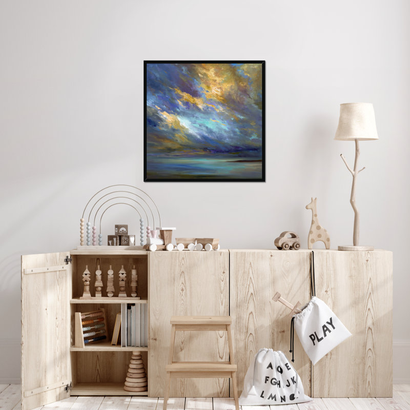 Coastal Clouds #30 by Sheila Finch - Painting, Black Framed Paper Print, 95cm H x 95cm W x 2.3cm D