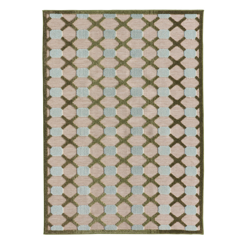  Tapis vert / vert Thessara ALI06 Trellis (6 pi x 9 pi), Rectangle 9 pi x 6 pi