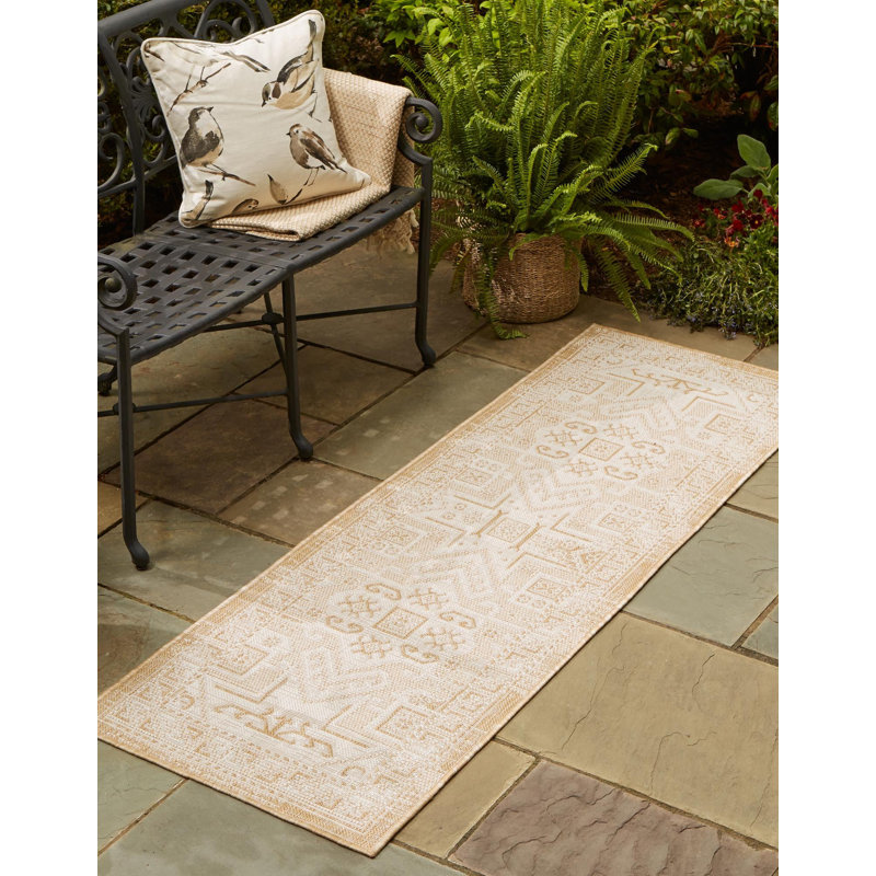 Outdoor Chand Area Rug Ivory Color, Runner 2' x 7'10"