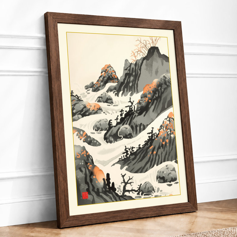 Mountain Wilderness Scandinavian - Framed Print, A4 - 29.7 x 21.0 cm, Walnut