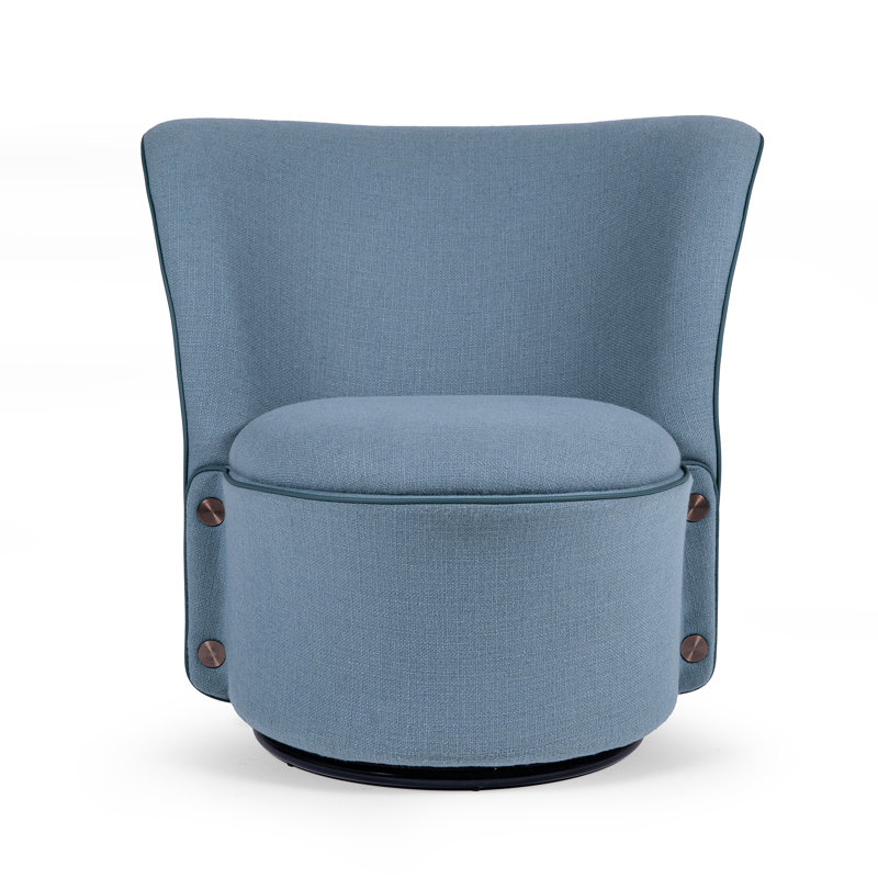 Chaise pivotante texturée 3D bleu ciel entièrement assemblée avec détails décoratifs