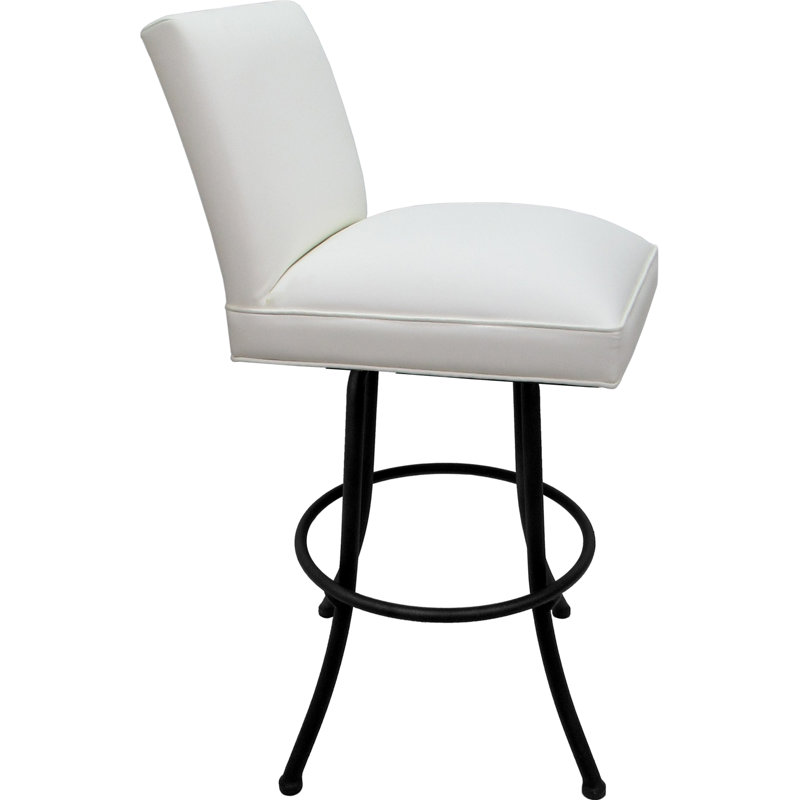 Tabouret de bar pivotant en métal - siège d'une hauteur de 30 po, Siège blanc / cadre noir