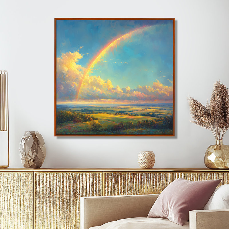Aulea Rainbow After The Rain II - art mural arc-en-ciel, H 36 po x l 36 po, Impression encadrée flottante, Brun