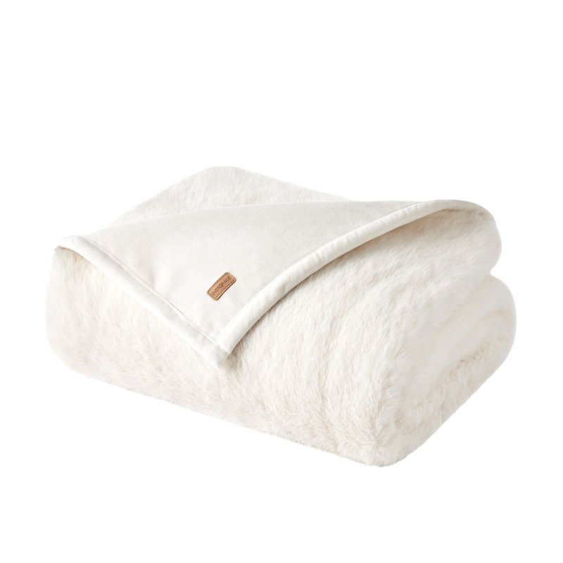 Jeté en fausse fourrure Aspen Luxe, Vison ivoire, Throw