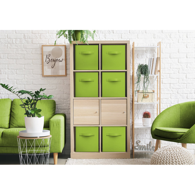 13" Large Foldable Storage Cubes with Handles 1 Piece, Green, Green