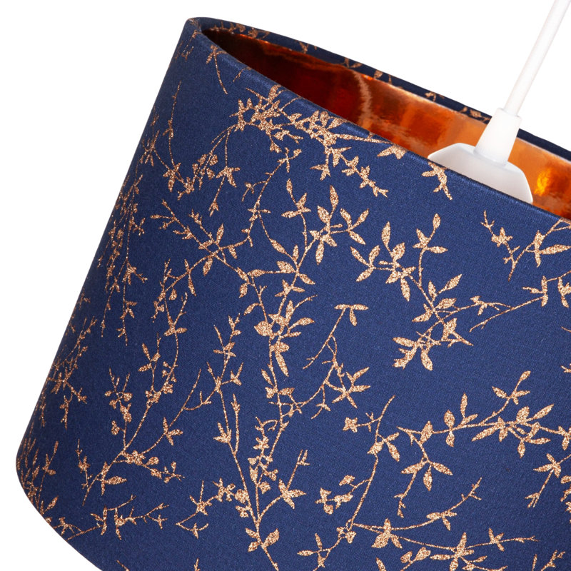 20cm H Cotton Drum Lamp Shade ( Screw On ), Blue