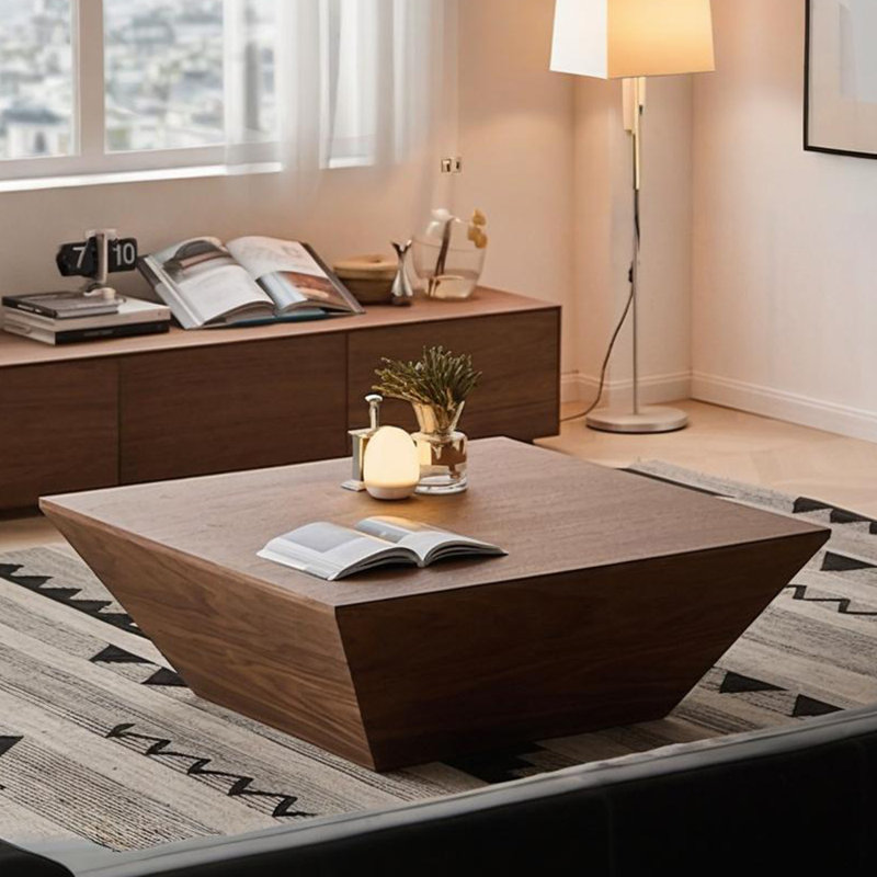 Table basse simple de style campagne américaine, H 13,6 po x L 39,4 po x l 39,4 po