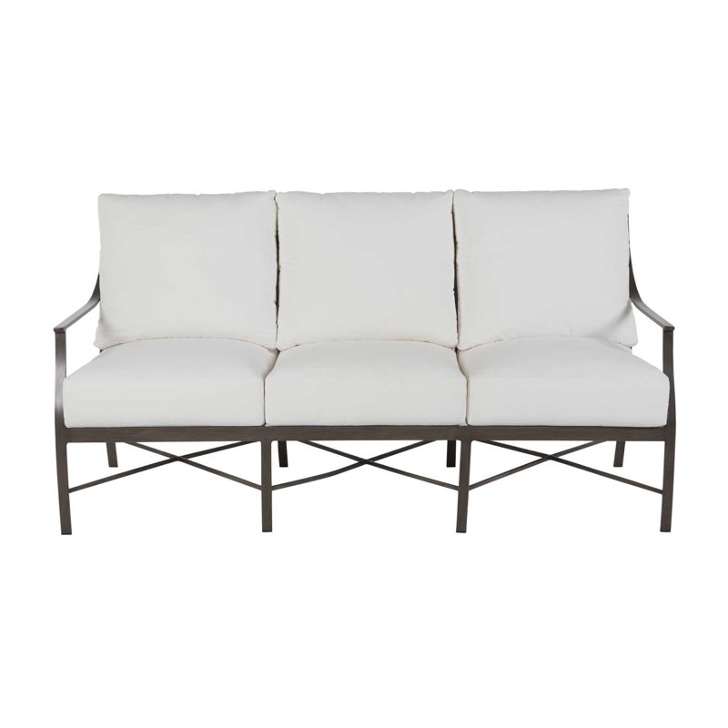 Monaco Aluminum Sofa - Slate Gray, Rollo Lace InsideOut® Linen, Slate Gray, Welt