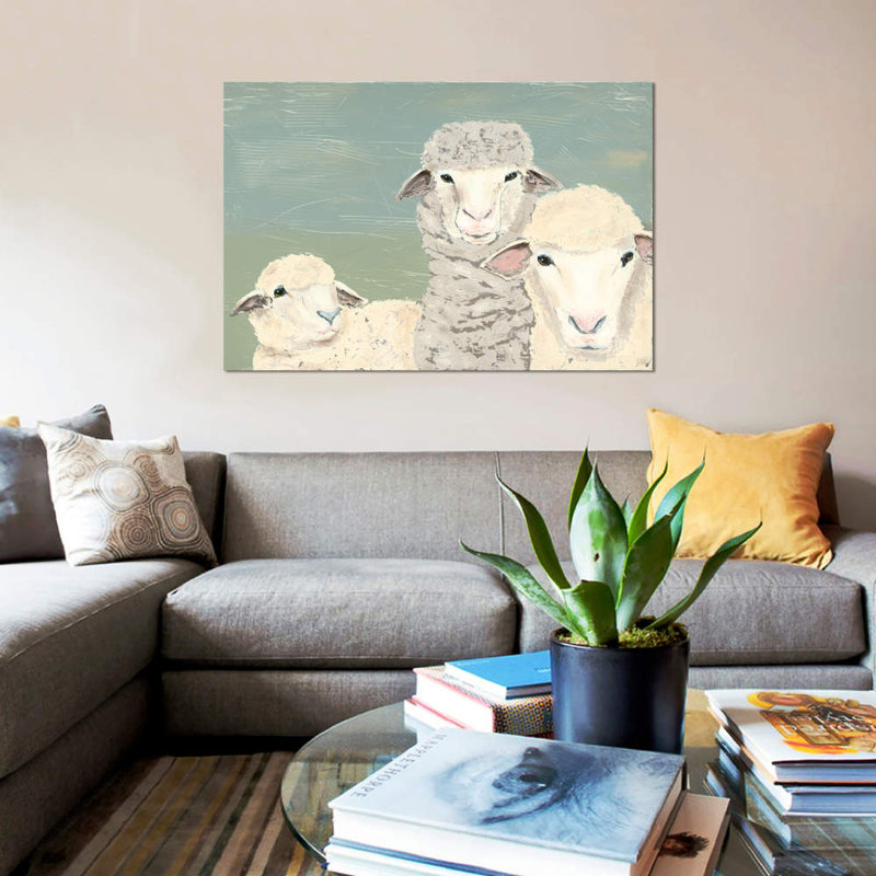 «Bashful Sheep II» par Jade Reynolds - Estampe numérique sur toile tendue avec châssis, H 18 po x l 26 po x P 1,5 po