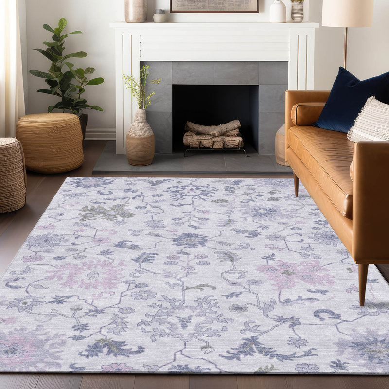 Machine Washable Indoor/Outdoor Xhevrie Lavender Rug, Rectangle 9' x 12'